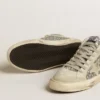 Mid Star in silver glitter with ice-gray suede star and flash