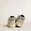 Mid Star in silver glitter with ice-gray suede star and flash