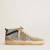Mid Star in silver glitter with suede star and black flash