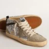 Mid Star in silver glitter with suede star and black flash