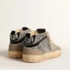 Mid Star in silver glitter with suede star and black flash