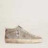 Mid Star in silver suede with Swarovski crystals and suede star