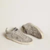 Mid Star in silver suede with Swarovski crystals and suede star