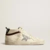 Mid Star LTD in white nappa leather with silver glitter star