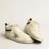 Mid Star LTD in white nappa leather with silver glitter star