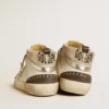 Mid Star with gray leather star and metallic silver leather flash
