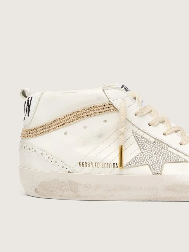 Mid Star with star and heel tab in suede with Swarovski crystals