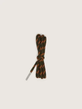 Military-green hiking laces with orange details