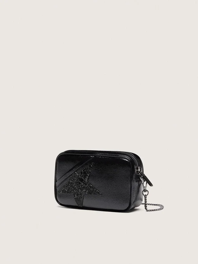 Mini Star Bag in black leather with Swarovski crystal star
