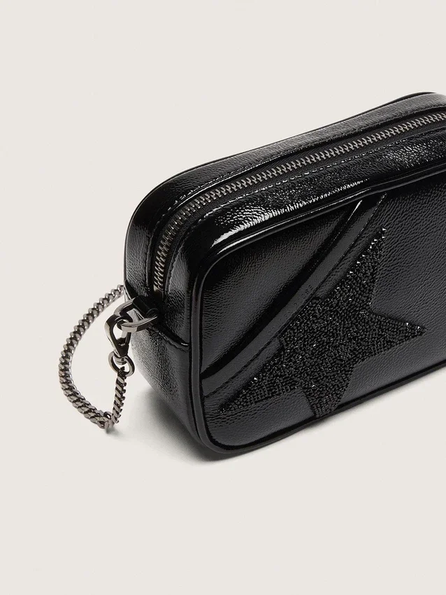 Mini Star Bag in black leather with Swarovski crystal star