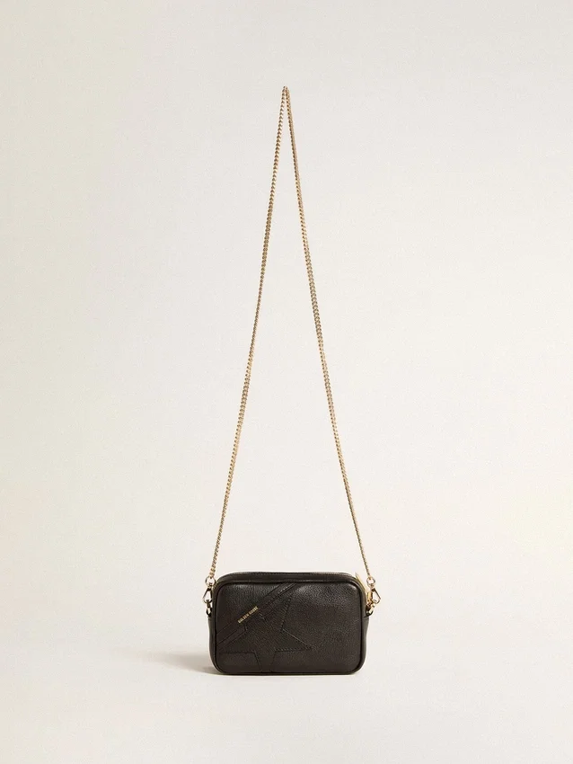 Mini Star Bag in black leather with tone-on-tone star