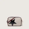 Mini Star Bag in butter-white leather with black star and burgundy and dark blue details
