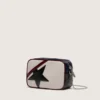 Mini Star Bag in butter-white leather with black star and burgundy and dark blue details