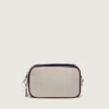 Mini Star Bag in butter-white leather with black star and burgundy and dark blue details