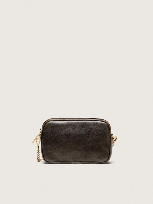 Mini Star Bag in distressed dark-brown leather with tone-on-tone star