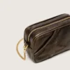 Mini Star Bag in distressed dark-brown leather with tone-on-tone star