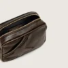 Mini Star Bag in distressed dark-brown leather with tone-on-tone star