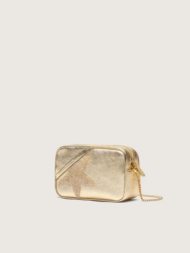 Mini Star Bag in platinum-colored leather with Swarovski star