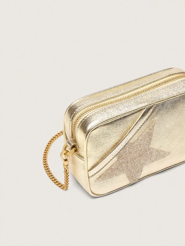 Mini Star Bag in platinum-colored leather with Swarovski star