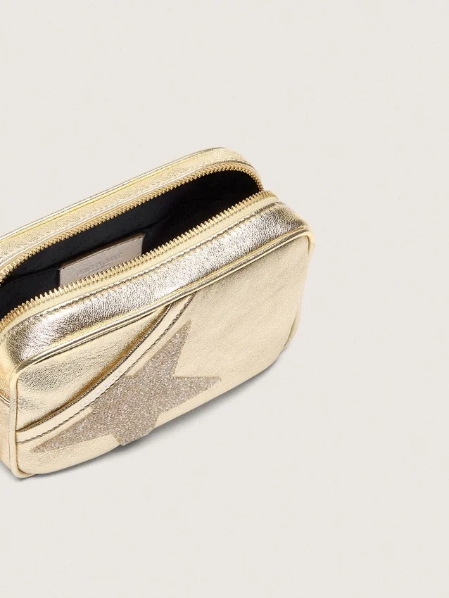 Mini Star Bag in platinum-colored leather with Swarovski star