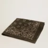 Moss-green scarf with paisley pattern