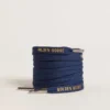 Navy blue cotton laces with contrasting gold logo