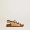 Noa Junior sandals in beige raffia and brown leather