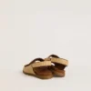 Noa Junior sandals in beige raffia and brown leather