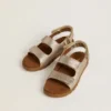 Noa Junior sandals in micro-glitter and platinum leather
