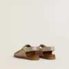 Noa Junior sandals in micro-glitter and platinum leather