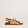 Noa Young sandals in beige raffia and brown leather