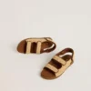 Noa Young sandals in beige raffia and brown leather
