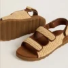 Noa Young sandals in beige raffia and brown leather