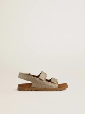 Noa Young sandals in micro-glitter and platinum leather