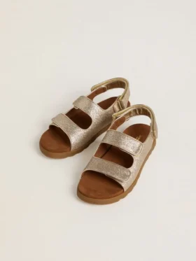 Noa Young sandals in micro-glitter and platinum leather