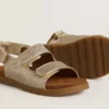 Noa Young sandals in micro-glitter and platinum leather