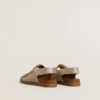 Noa Young sandals in micro-glitter and platinum leather