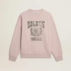 Old rose unisex round neck sweatshirt with green logo print