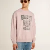 Old rose unisex round neck sweatshirt with green logo print