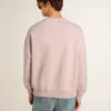 Old rose unisex round neck sweatshirt with green logo print
