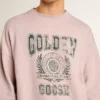 Old rose unisex round neck sweatshirt with green logo print
