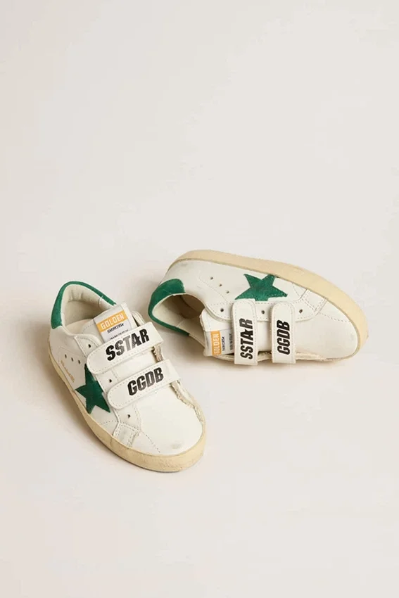 Old School Teen with green suede star and heel tab