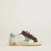 Old School Young in nappa with light blue suede star and brown suede inserts