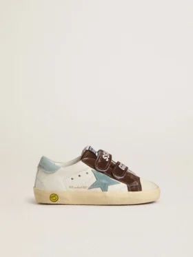 Old School Young in nappa with light blue suede star and brown suede inserts