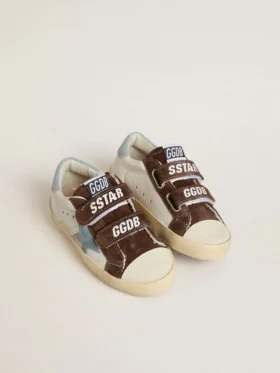 Old School Young in nappa with light blue suede star and brown suede inserts