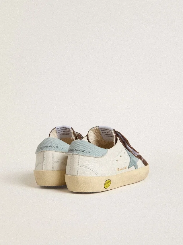 Old School Young in nappa with light blue suede star and brown suede inserts