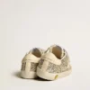 Old School Young in platinum glitter with leather star and heel tab