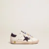 Old School Young in white leather with blue suede star and heel tab