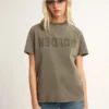 Olive-green regular-fit T-shirt with Golden lettering on the front