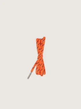 Orange hiking laces with gray and black details
